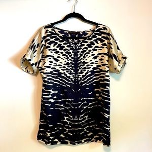 The Limited Navy/Cream Short Sleeve Blouse